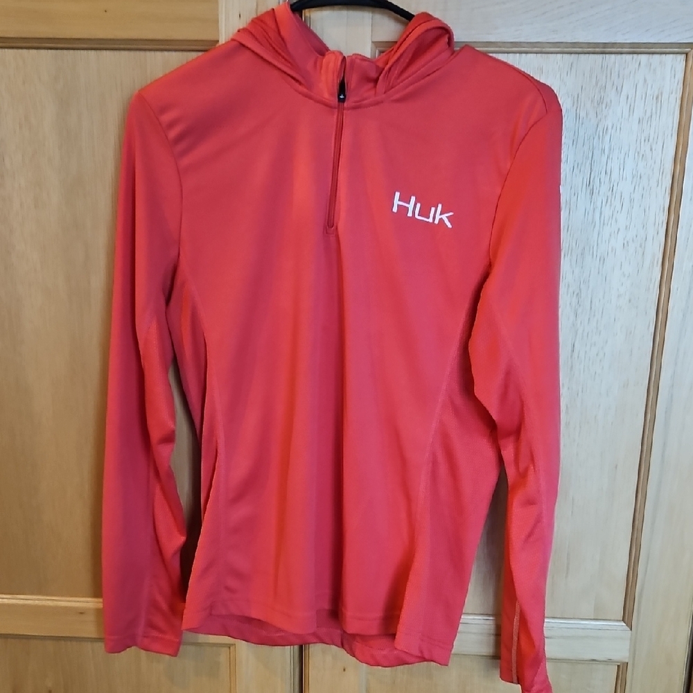 Huk Coral Red Performance Hoodie